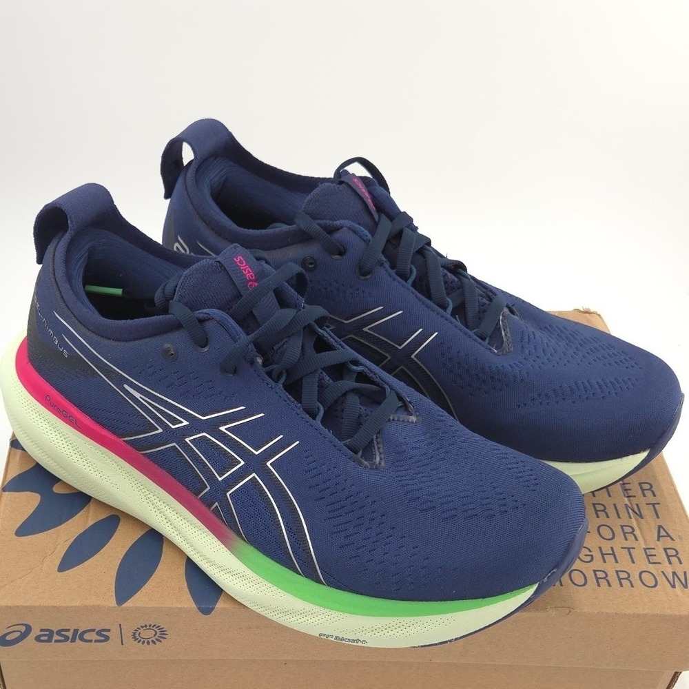 Asics Gel-Nimbus 25 Sneakers Women 9.5M Indigo Blue Silver Running Shoes NEW